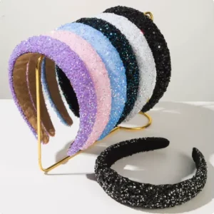 For Boutique Supply Spring Summer Candy Color Sequin Sponge Foam Headband 15CM Fashion Hair Accessories