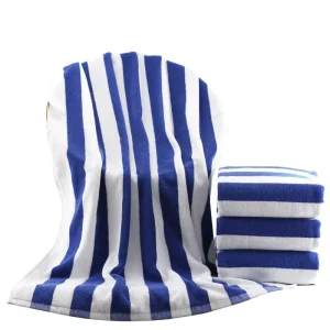 For Cross Border 100% Cotton Yarn Dyed Plain Weave Summer Beach Towel Large Size Soft Absorbent Striped Bath Towel