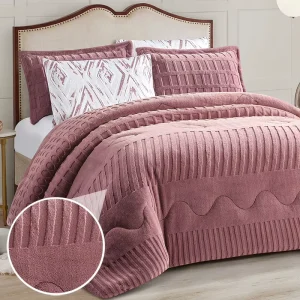 For Winter Vintage Jacquard Eco Friendly Polyester Comforter Bedding Set 6pcs Warm and Soft Velvet 200TC Woven Pattern