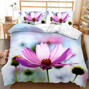 Foreign Trade 3D Printing Floral Polyester Comforter Duvet Quilt Covers Pillowcases Blue Bedding Set Supplier
