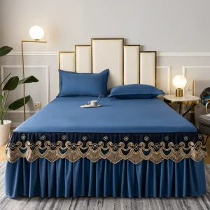 Foreign Trade European Style New Lace Bed Skirt Single Piece Beige Non slip Dustproof Solid Pattern Bed Cover 1.8 Simmons Bed