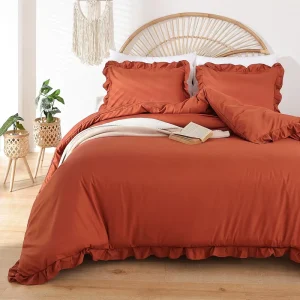 Foreign Trade Export Clay Colored Lotus Leaf Three Piece Quilt Cover Set Double Superfine Fiber Modern Simple Bedding
