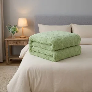 Foreign Trade New Style Waffle Weave Modern Polyester Coral Fleece Blanket Soft Skin Friendly No Hair All Season Bedding Throw