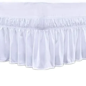 Foreign Trade Princess Style Solid Color White Bed Skirt Single Piece Elastic Pleated 200TC Breathable Washable Eco Friendly Bed