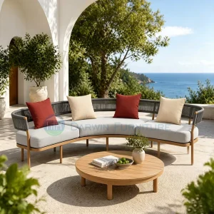 Foshan Darwin Modern L Shape Outdoor Sofa Set Waterproof Pope Patio Garden Furniture with Coffee Table