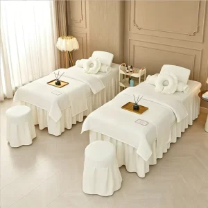 Four Piece Beauty Bed Cover Set High End Luxury Beauty Salon Bed Cover Massage Therapy Hair Washing Bed Cover Set