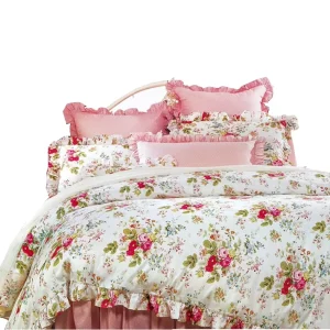 Four Piece Bed Skirt Duvet Cover King Queen Microfiber Floral Bed Sheet Quilt Cover with Pillow Case