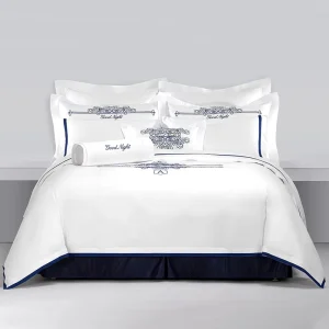 Four Piece Hotel Bedding Set 100% Pure Cotton King Embroidery Duvet Cover With Pillowcases