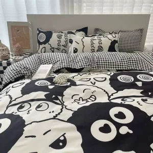 Four Piece Set of Frosted Bed Sheets Duvet Covers Student Dormitory Single Three Piece Set Polyester Cotton
