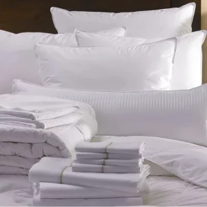 Four Seasons Hotel Bedding Sets 300TC Striped Pattern Woven Technics 4 Piece Set Including Pillows Direct Hotel Bedding Supplier