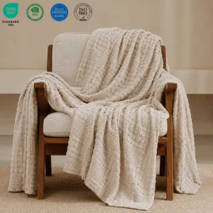 Four Seasons Rest Thin Blanket Custom Bedroom Decoration Knitted Blanket for Decoration OEM ODM Waffle Knit Throw Blanket
