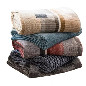 Four Seasons Soft Cozy Flannel Fleece Throw Blanket Patchwork Contrast Design for Household Sofa Bed Use