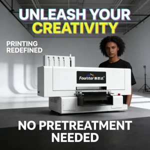Fourstar A3 4-Heads DTG Printer Eco-Friendly UV Ink Semi-Automatic Leather Clothes Printer
