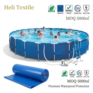 Frame Pools Woven PVC Coated Tarpaulin Anti-UV Solids Waterproof 1mm Thickness 1250gsm Pool Fabric Blue Color