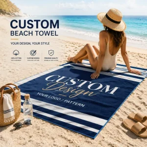 Free Design Custom Absorbent Quick Dry Eco Friendly Fast Shipping All Season Large Cotton Solid Color Beach Towel