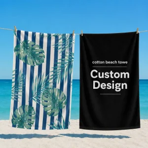 Free Design Custom Absorbent Quick-Dry Eco-Friendly Towel with Logo Print Fast Shipping All-Season Large Cotton Beach Towel