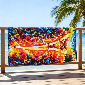 Free Design Custom Digital Printed 100% Cotton Beach Towel Summer 400GSM Small MOQ Super Soft Custom Cotton Beach Towel