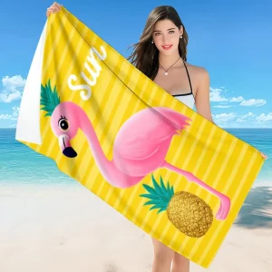 Free Design Low Moq Luxury Beach Towel Custom Sublimation Stripe Beach Towel With Logo Flamingo Printed Waffle Beach Towel