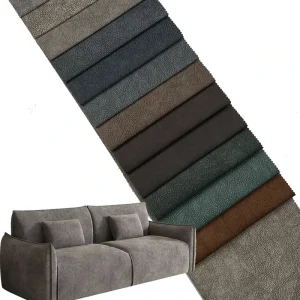 Free Sample Custom Designer High End Eco Friendly Luxury Woven Plain Yarn Dyed Faux Leather Sofa Fabric