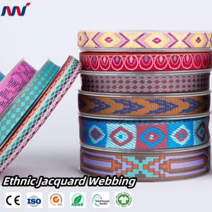 Free Sample GRS Durable Ethnic Style Jacquard Webbing Traditional Motifs Designs for Bags Shoes Garments With Pet Collar