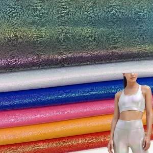 Free Sample Shiny Iridescent Mystic Metallic Foil 4 Way Stretch Nylon Spandex Fabric Sportswear Yoga Legging Skating Wear Fabric