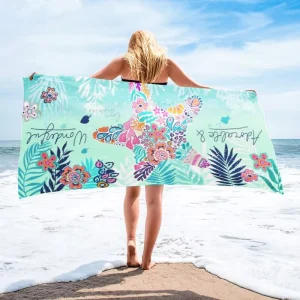 Free Samples Design Microfiber Suede Summer Digital Print Logo Sand Quick Dry Polyester Printed Custom Beach Towel