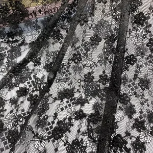 French Chantilly Stretch for Voile Corded Bridal 3D Flower Embroidered Lace Fabric 100% Polyester Wedding Gown