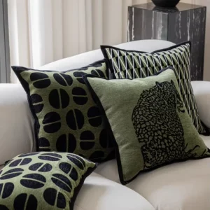 French Country Style Green Throw Pillows Mid Century Modern Luxury Cushions Geometric for Living Room Home Sofa Decoration