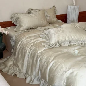 French Lace 100 Thread Count Jacquard Lyocell Four-Piece Antibacterial Summer Bedding Set High-End Cool