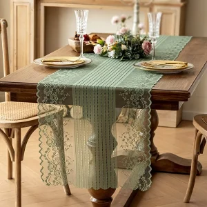 French Lace Table Runner Hollow Out Sheer Table Runner for Wedding Party Dining Room Sideboard & Dresser Romantic Home Decor