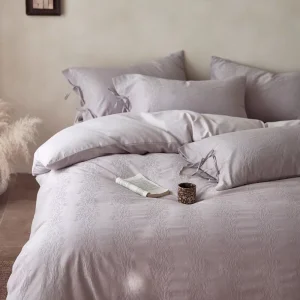 French Luxury 100% Cotton Brushed 4Pcs Bedding Set Embossed Jacquard Soft for Naked Sleep Thickened Duvet Cover Bed Sheet Home