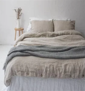 French Luxury White Linen Duvet Cover Set 4pcs Disposable Woven Linen Bedding for Home Use