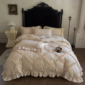 French Modern Skin Friendly Polyester Lace Eco Friendly 200TC 4Pcs Bedding Set Dance Series Cross Border Supplier Export