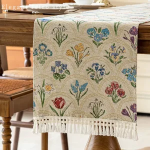 French Retro Style Table Runner Custom Tablecloth Polyester Table Runner for Wedding Parties for Home Decor