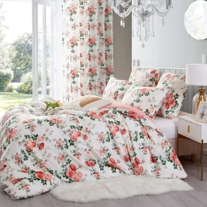 French Style 3pcs Duvet Cover Set 200TC Polyester Reactive Printing Features Plant Flowers Design