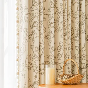 French Style Cream Color Chenille Jacquard Blackout High Shading Curtain Living Room Bedroom