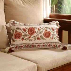 French Style Linen Rectangle Vintage Throw Pillow Covers Floral Green Leaves Pattern for Bed Living