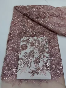 French Tulle Lace Fabric Breathable Embroidered African Mesh Net Sequins Knitted Polyester/Metallic Accessories