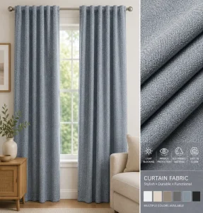 French Window Curtain Flat Polyester Hotel High Ceiling Curtains Valances 100% Blackout Woven