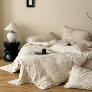 French Yarn Dyed Linen Printed Bedding Set Linen Sheets & Linen Bed Cover Cotton Filling Durable 4 Piece Duvet Cover