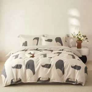 Fresh Botanical Print Cotton Bedding Set Breathable Skin friendly Duvet Cover Set for Master Suite