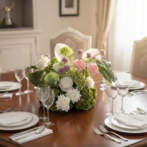 Fresh Green Silk Durable Garden Style Artificial Floral Runner Table Centerpiece Wedding Decor