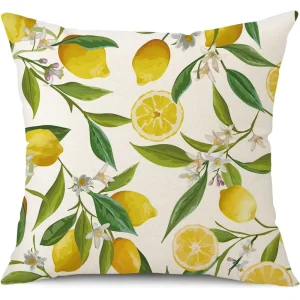 Fresh Yellow Lemon Decorative Cushion Cover Soft Polyester Throw Pillowcase Fruit Pattern Pillow Shell for Couch