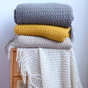 Fringe Blanket Knitted Throw Sofa Cover Blanket Bed End Towel Hollowed Out Blanket