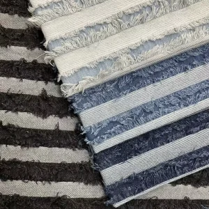 Fringe Stripe Cut Denim Jacquard Wash Fabric Pants Skirt Coat Clothing Bag Shoe Material Fabric