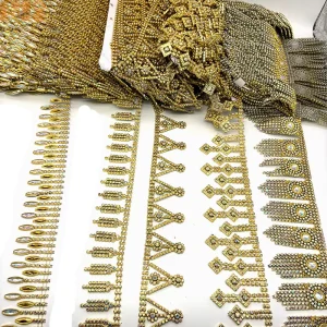 Fuban Stock 300 Styles Sew Acrylic Rhinestone Tassel Chain DIY Gold Silver AB Trimming for Bags Shoe Garment Homecoming Decor