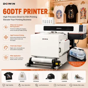 Full Automatic 60cm DTF Printer with White Ink Circulation Stirring System for T Shirt Garment Heat Transfer Printing