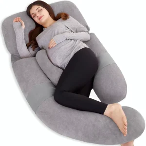 Full Body Detachable Maternity Pregnancy Cotton Pillow with Crystal Velvet Cover
