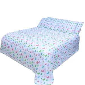 Full Queen 4 Piece American Style Plant Print Polyester 500TC Bed Sheet Set with Pillow Cases for Home Hospital Use