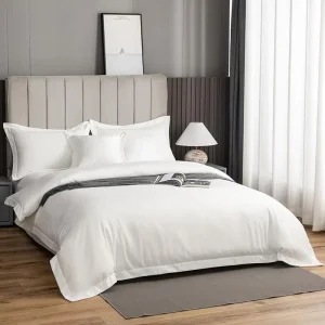 Full Set Duvet Cover Set Woven 100% Cotton Thickened Pure White Multi Piece Bedding for Hotel Guesthouse Homestay